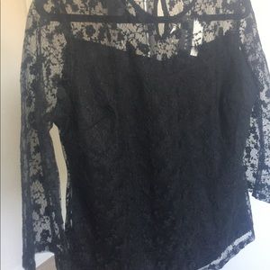 Black lace blouse with jersey lining